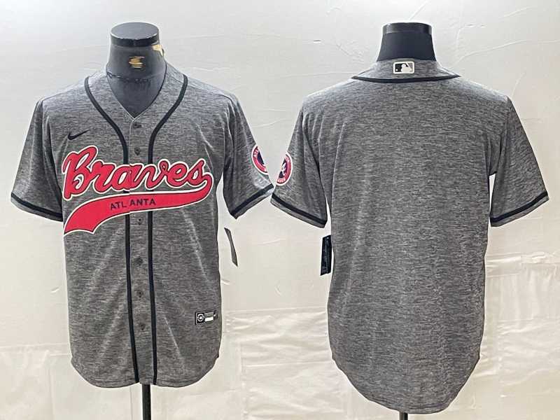 Mens Atlanta Braves Blank Grey Gridiron Cool Base Stitched Baseball Jersey->atlanta braves->MLB Jersey